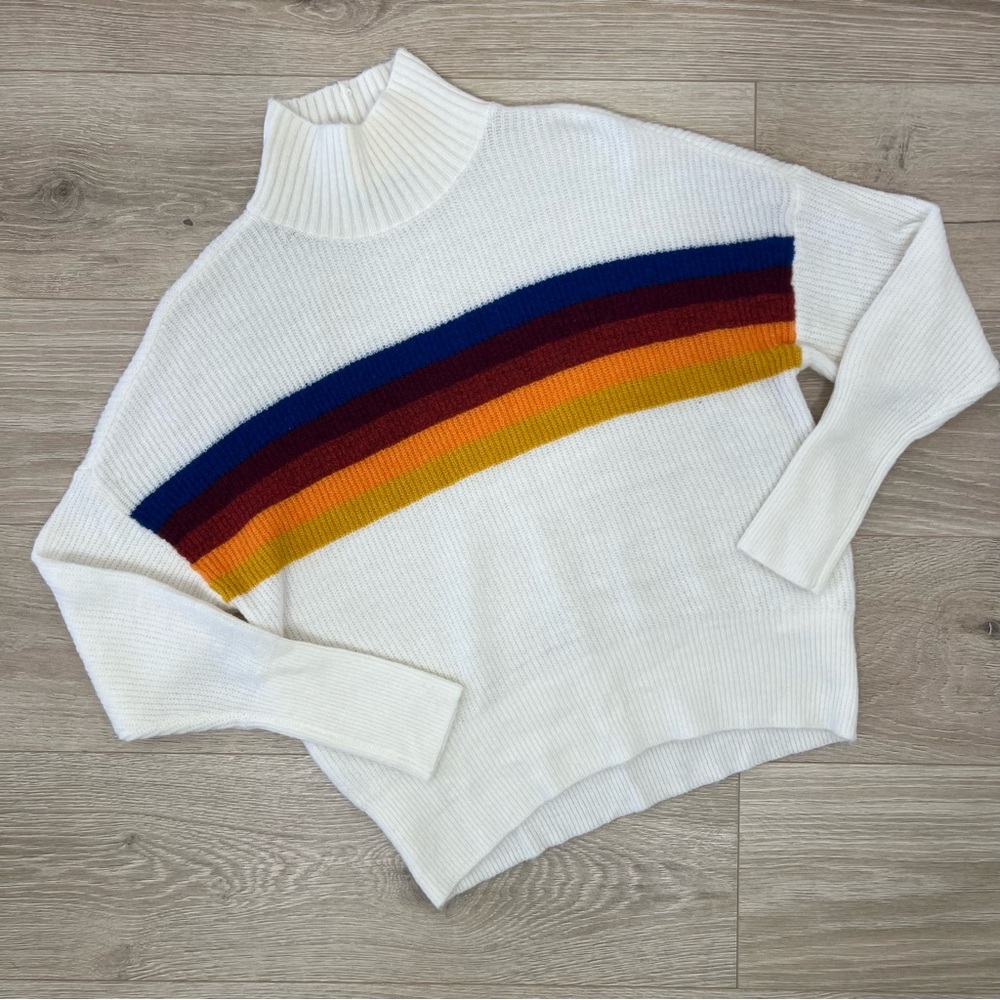 Express Rainbow Stripe Mockneck Sweater
